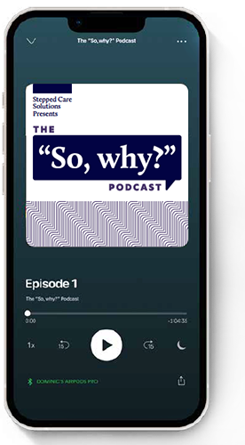 So, Why? Podcast graphic set in an iphone