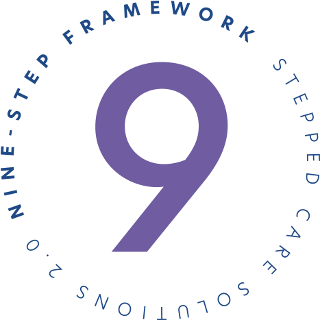 large 9 with nine-step framework and stepped care solutions encircling it