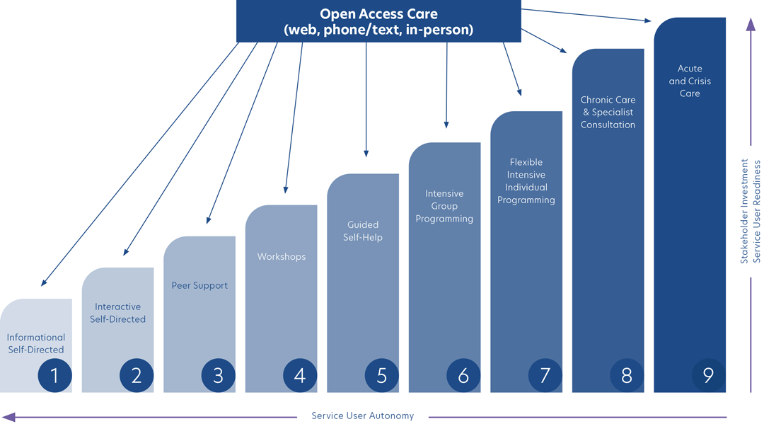 graphic showing the nine steps of open access care