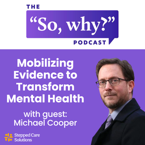 Podcast episode card, with the show and episode title and a headshot of guest Michael Cooper on the right side of the frame